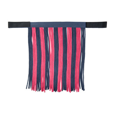 Conjunto de cabeçada HKM com mosquetão de segurança e franjas removíveis Cinzento / rosa escuro