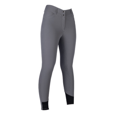 Calça HKM Tampa com grip de silicone completo Cinzento