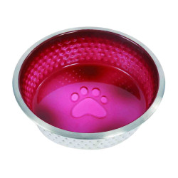 Tigela para cão WeatherBeeta em aço inoxidável antiderrapante Magenta Rosa