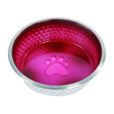 Tigela para cão WeatherBeeta em aço inoxidável antiderrapante Magenta Rosa