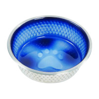 Tigela para cão WeatherBeeta em aço inoxidável antiderrapante Azul royal