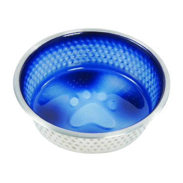 Tigela para cão WeatherBeeta em aço inoxidável antiderrapante Azul royal