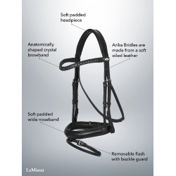 Bridão de dressage LeMieux Arika Preto / prata Bridão de dressage LeMieux Arika Preto / prata