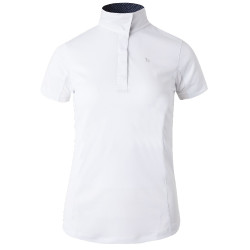 Polo de manga curta Blaire Horze Crescendo feminino Branco / azul-marinho