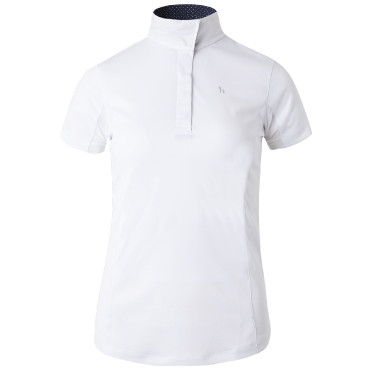 Polo de manga curta Blaire Horze Crescendo feminino Branco / azul-marinho