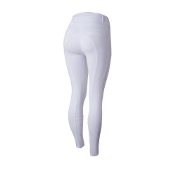 Calça com grip integral para todas as estações Horze Mira Branco / azul turquesa