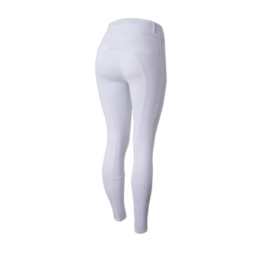 Calça com grip integral para todas as estações Horze Mira Branco / azul turquesa