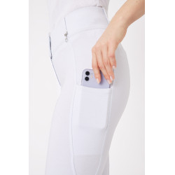 Calça com grip integral para todas as estações Horze Mira Branco / azul turquesa