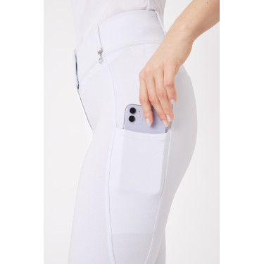 Calça com grip integral para todas as estações Horze Mira Branco / azul turquesa