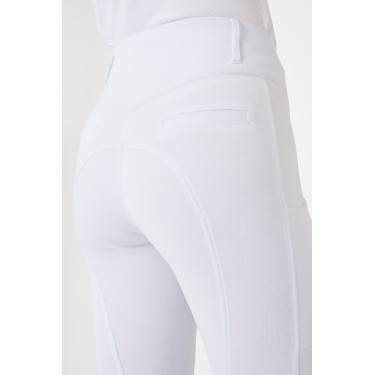 Calça com grip integral para todas as estações Horze Mira Branco / azul turquesa