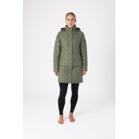 Casaco acolchoado Aurora Horze feminino com saia removível Besouro verde Casaco acolchoado Aurora Horze feminino com saia removível Besouro verde