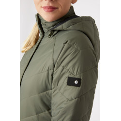 Casaco acolchoado Aurora Horze feminino com saia removível Besouro verde