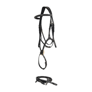 Cabeçada com noseband cruzado Prescott Horze Preto