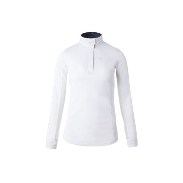 Polo de manga comprida Blaire Horze feminino Branco / azul-marinho