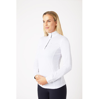 Polo de manga comprida Blaire Horze feminino Branco / azul-marinho