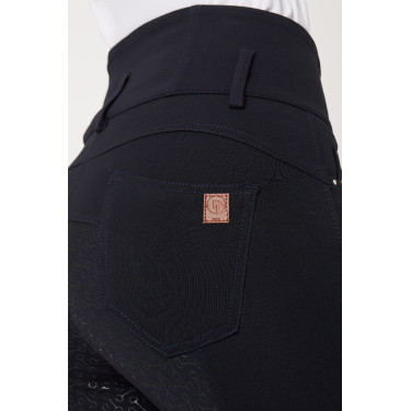 Calça de equitação cintura alta Tara silicone com grip completo feminino Horze Azul-marinho escuro Calça de equitação cintura alta Tara silicone com grip completo feminino Horze Azul-marinho escuro
