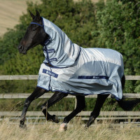 Capa anti-moscas Bucas Buzz-Off Rain com protetor de pescoço Prata / azul