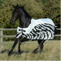 Capa anti-moscas Bucas Buzz-Off Rain Zebra com cobre-pescoço