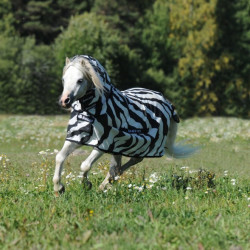 Capa anti-moscas Bucas Buzz-Off Zebra com pescoço completo Capa anti-moscas Bucas Buzz-Off Zebra com pescoço completo