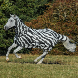 Capa anti-moscas Bucas Buzz-Off Zebra com pescoço completo