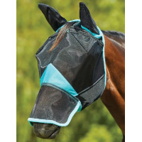 Máscara anti-moscas Weatherbeeta ComFiTec Deluxe Fine Mesh com orelhas e nariz Preto / turquesa Máscara anti-moscas Weatherbeeta ComFiTec Deluxe Fine Mesh com orelhas e nariz Preto / turquesa