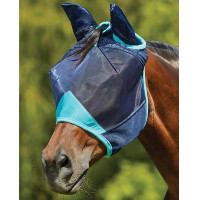 Máscara anti-moscas Weatherbeeta ComFiTec Deluxe Fine Mesh com orelhas Marinho / turquesa