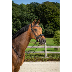 Bridão Narigueira Combinada Média com Pull-Back Dressage Couro Redondo Dy'on