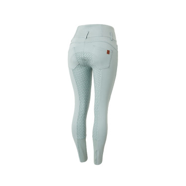 Calça de equitação cintura alta Tara silicone com grip completo feminino Horze Cinza aqua Azul Calça de equitação cintura alta Tara silicone com grip completo feminino Horze Cinza aqua Azul