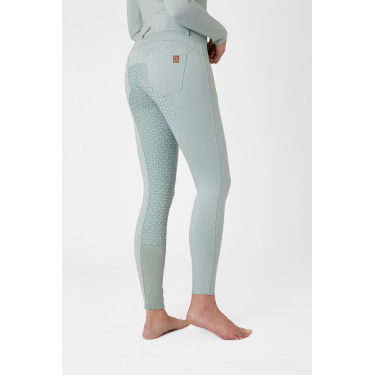 Calça de equitação cintura alta Tara silicone com grip completo feminino Horze Cinza aqua Azul Calça de equitação cintura alta Tara silicone com grip completo feminino Horze Cinza aqua Azul