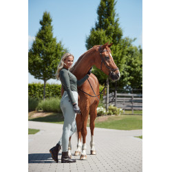 Calça de equitação cintura alta Tara silicone com grip completo feminino Horze Cinza aqua Azul Calça de equitação cintura alta Tara silicone com grip completo feminino Horze Cinza aqua Azul