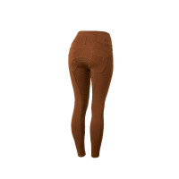 Calça de equitação cintura alta Tara silicone com grip completo feminino Horze Castanho escuro