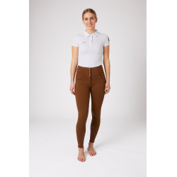 Calça de equitação cintura alta Tara silicone com grip completo feminino Horze Castanho escuro