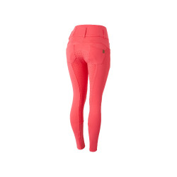 Calça de equitação cintura alta Tara silicone com grip completo feminino Horze Vermelho rouge