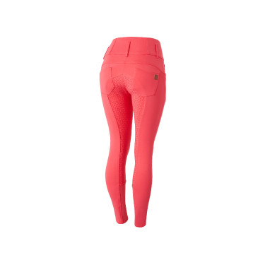 Calça de equitação cintura alta Tara silicone com grip completo feminino Horze Vermelho rouge