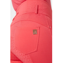 Calça de equitação cintura alta Tara silicone com grip completo feminino Horze Vermelho rouge