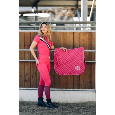 Calça de equitação cintura alta Tara silicone com grip completo feminino Horze Vermelho rouge