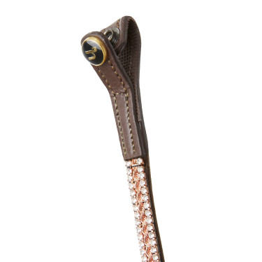 Frontal Horze Nancy Cristal com testadeira linha Horze Marrom / dourado rosado Frontal Horze Nancy Cristal com testadeira linha Horze Marrom / dourado rosado
