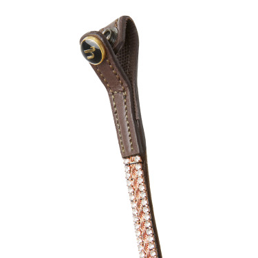 Frontal Horze Nancy Cristal com testadeira linha Horze Marrom / dourado rosado Frontal Horze Nancy Cristal com testadeira linha Horze Marrom / dourado rosado