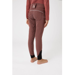 Calça de equitação com aderência total em silicone Horze Leighton Juvenil com bolso para celular Bordéus Bord&amp;ocirc;