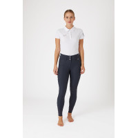Calça de equitação Horze Indira cintura alta culote completo feminino Azul tinta Calça de equitação Horze Indira cintura alta culote completo feminino Azul tinta