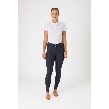 Calça de equitação Horze Indira cintura alta culote completo feminino Azul tinta Calça de equitação Horze Indira cintura alta culote completo feminino Azul tinta