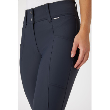 Calça de equitação Horze Indira cintura alta culote completo feminino Azul tinta Calça de equitação Horze Indira cintura alta culote completo feminino Azul tinta