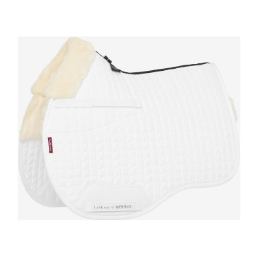 Almofada de sela LeMieux Square mista forrada na metade com Merino+ Branco / natural