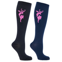 Meia de equitação de compressão Janne Covalliero Preto / azul-marinho escuro Meia de equitação de compressão Janne Covalliero Preto / azul-marinho escuro