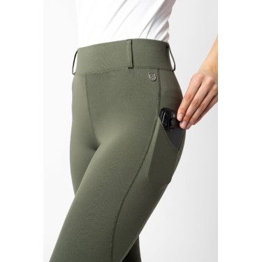 Legging de aderência total Horze Dea feminino Verde escaravelho