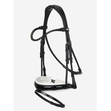 Bridão LeMieux Kudos Patent dressage Preto / branco Bridão LeMieux Kudos Patent dressage Preto / branco