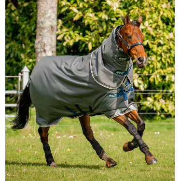 Capa Horseware Amigo® Bravo 12 Plus 250g 1200D Cinza shadow / marinho / lima