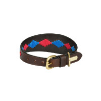 Coleira para cão Weatherbeeta couro Polo Lurcher Castanho beaufort / rosa / azul Coleira para cão Weatherbeeta couro Polo Lurcher Castanho beaufort / rosa / azul