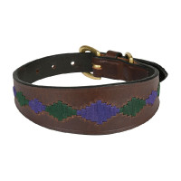 Coleira para cão Weatherbeeta couro Polo Lurcher Castanho beaufort / rosa / azul-petróleo Coleira para cão Weatherbeeta couro Polo Lurcher Castanho beaufort / rosa / azul-petróleo