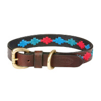 Coleira para cão Weatherbeeta couro Polo Castanho beaufort / esmeralda / rosa / azul